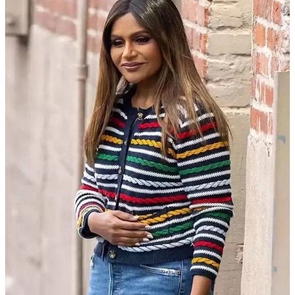 [La Ligne] x Target Navy Blue Textured Striped Cardigan Sweater Chunky Knit 2X - Picture 2 of 12